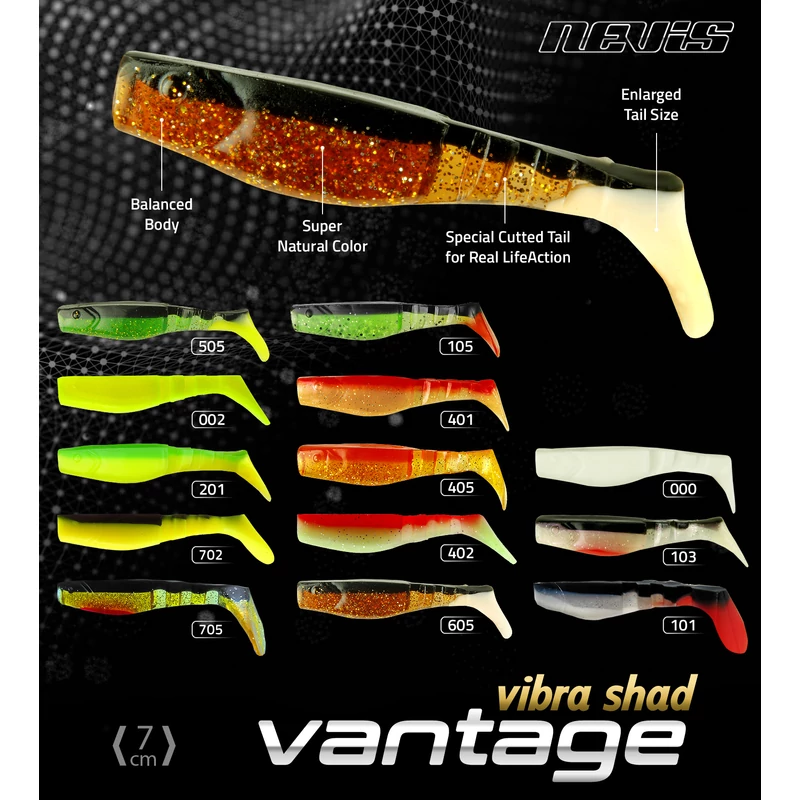 Vibra Shad Gumihal 7cm 6/cs - Többféle