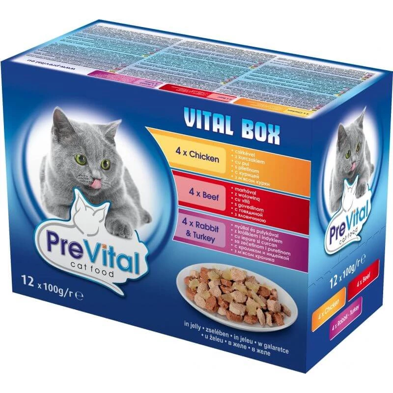 Unique: Prevital Alutasakos Macskaeledel 12x100g Multipack Vegyes Íz