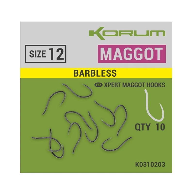Korum XPERT MAGGOT  BARBLESS HOOKS SIZE