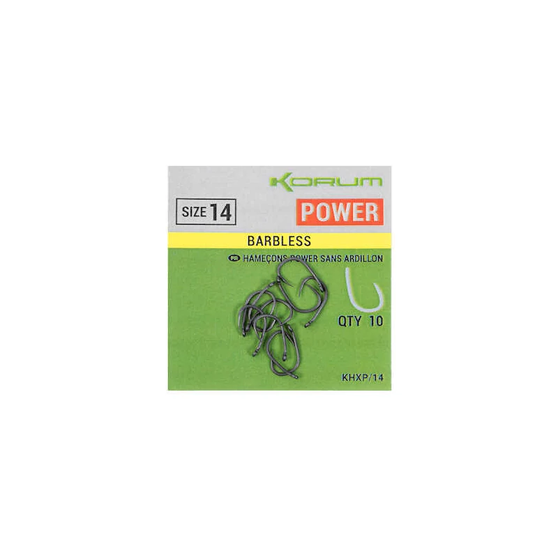 Korum XPERT POWER BARBLESS HOOKS SIZE