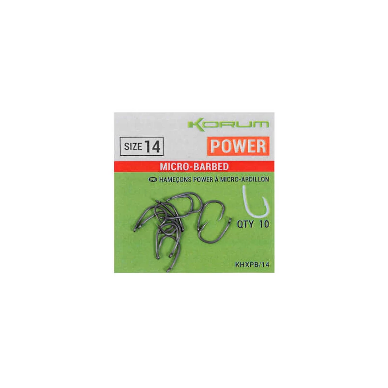 Korum XPERT POWER MICRO BARBED HOOKS SIZE