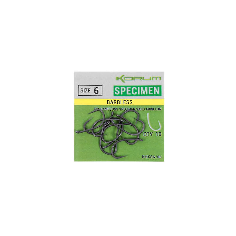 Korum XPERT SPECIMEN BARBLESS HOOKS SIZE