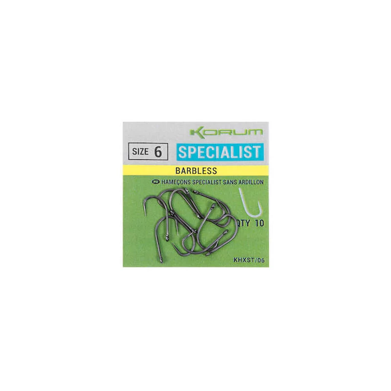 Korum XPERT SPECIALIST BARBLESS HOOKS SIZE