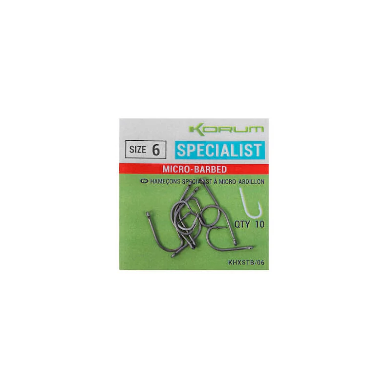 Korum XPERT SPECIALIST MICRO BARBED HOOKS SIZE