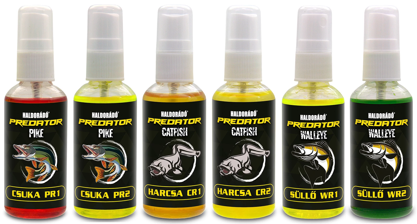 Haldorádó PREDATOR ragadozó aroma spray / 6 íz egy dobozban