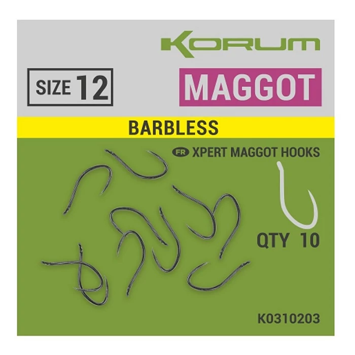 Korum XPERT MAGGOT  BARBLESS HOOKS SIZE