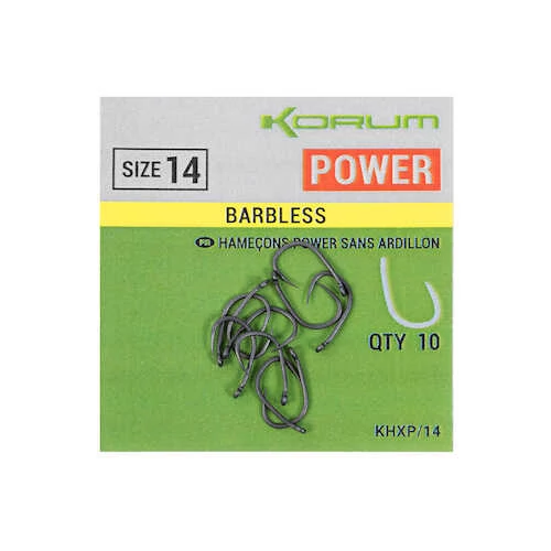 Korum XPERT POWER BARBLESS HOOKS SIZE