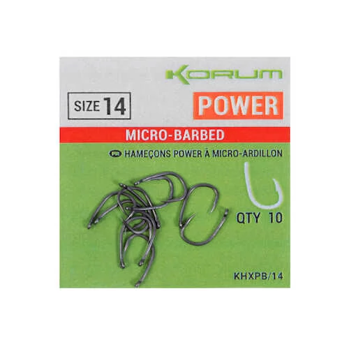 Korum XPERT POWER MICRO BARBED HOOKS SIZE
