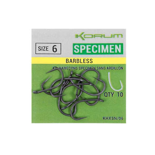 Korum XPERT SPECIMEN BARBLESS HOOKS SIZE