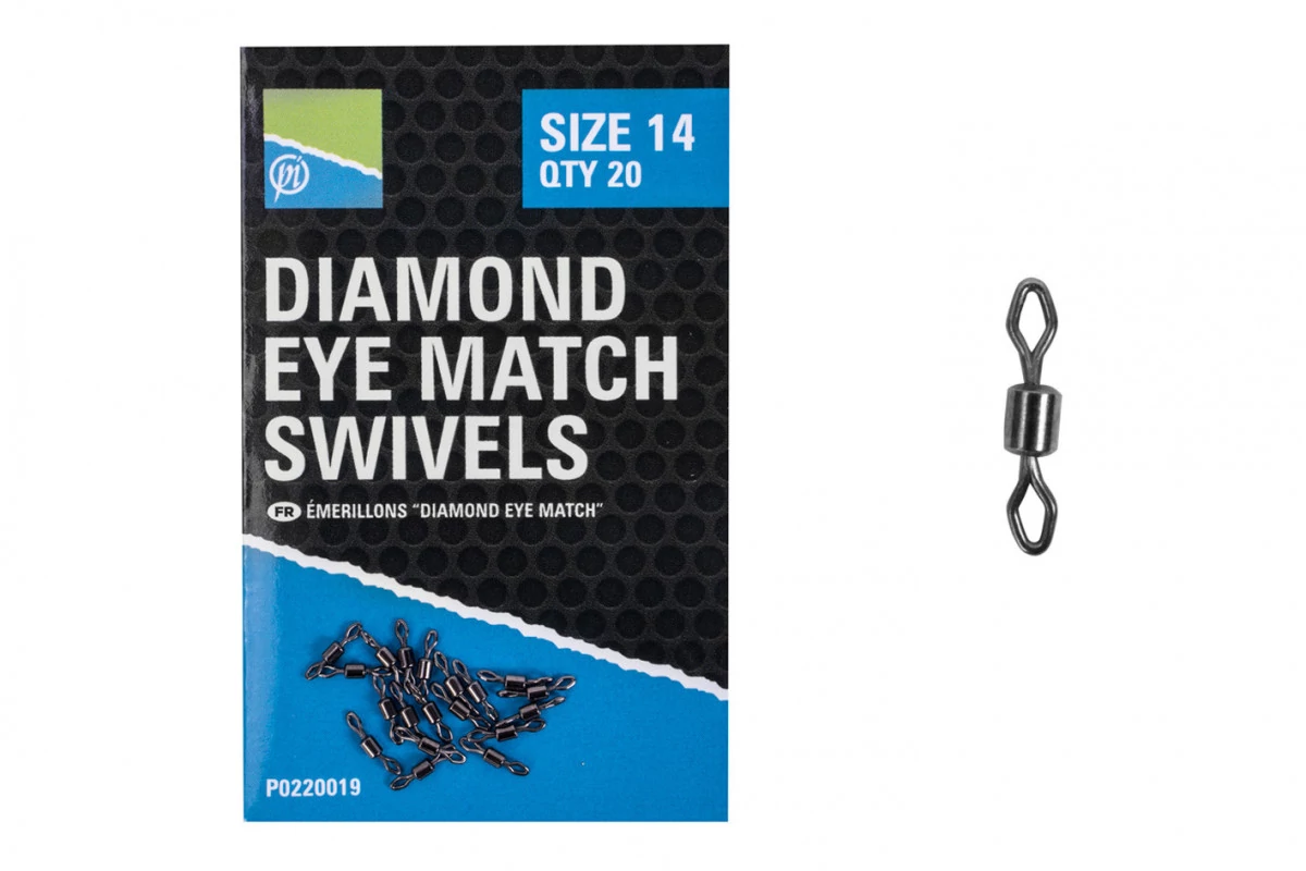 Unique: PRESTON DIAMOND EYE MATCH SWIVELS - SIZE 14